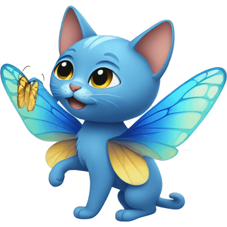 Blue cat with butterfly wings emoji