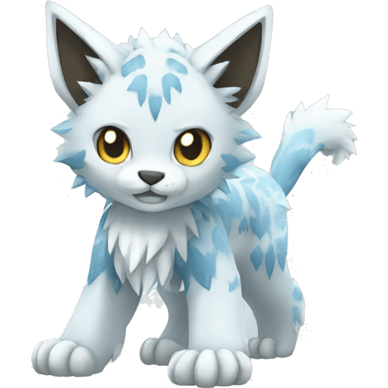 Ice-type Lynx-Fakemon full body emoji