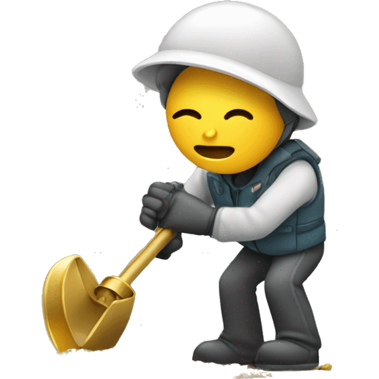 An emoji of a person using a metal detector to search for gold, focused and holding the detector close to the ground emoji