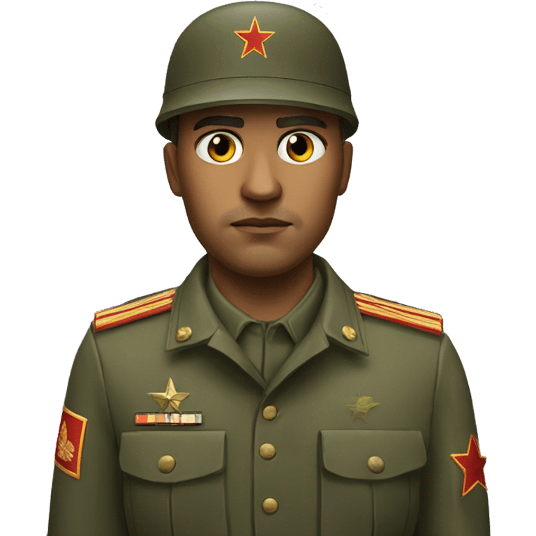 realistic ussr soldier serious with military takes emoji