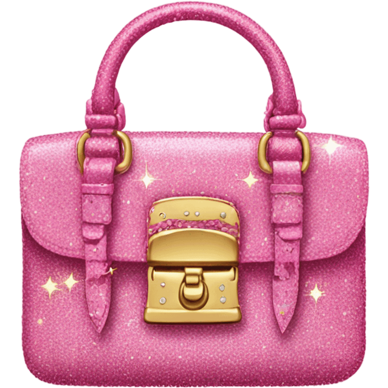 Pink LV bag with gun and glitter emoji