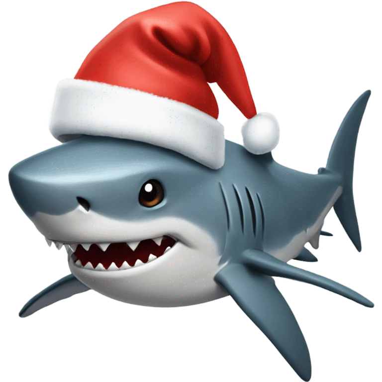 shark with christmas hat emoji