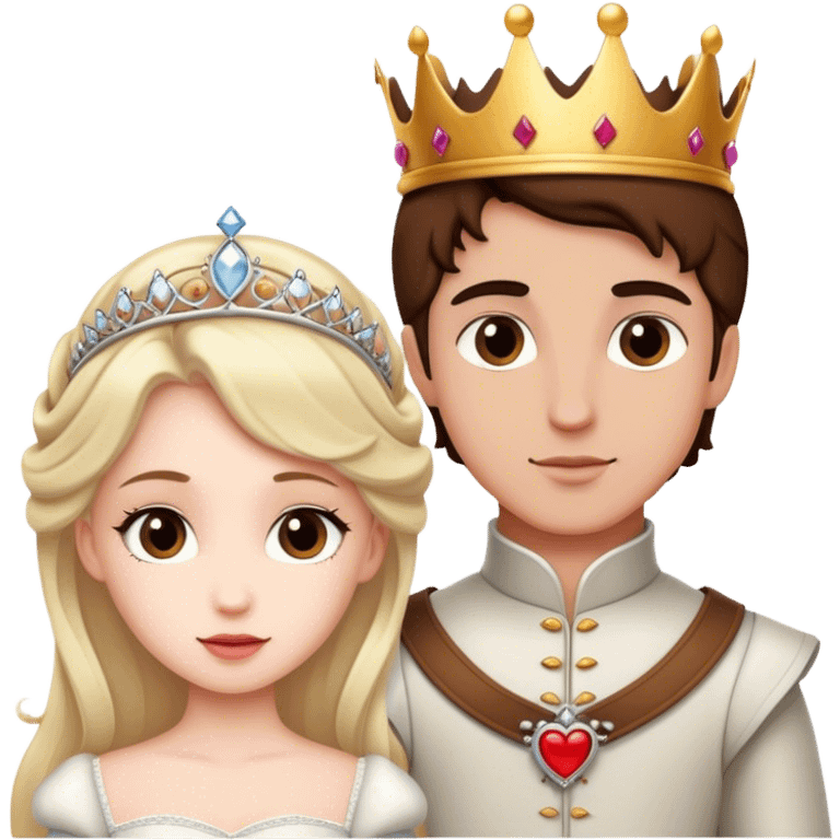 White Princess and prince with brown eyes love emoji