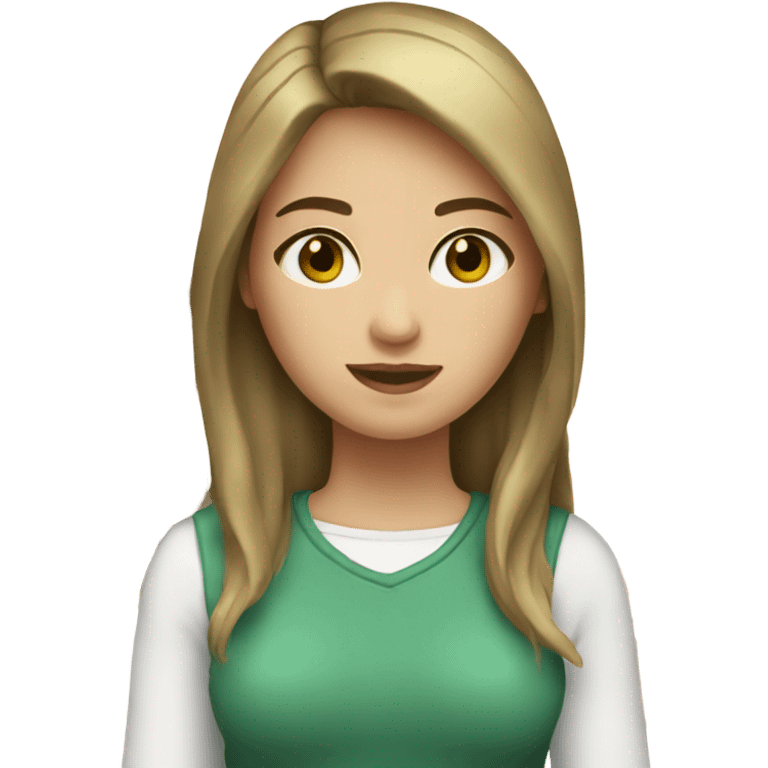 Brown hair girl with blonde highlights and brownish green eyes with white skin emoji