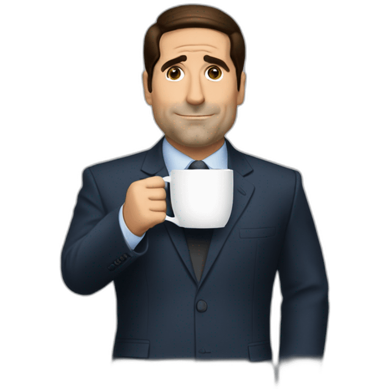 michael scott holding coffee cup world's best boss emoji