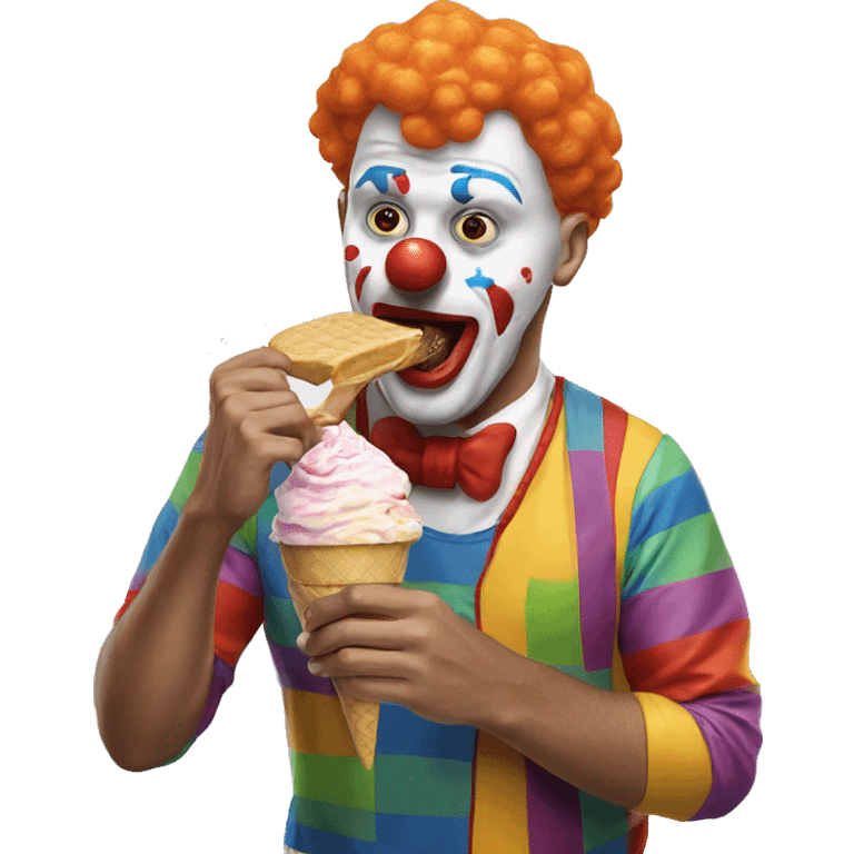 Clown eating ice cream of a jock emoji