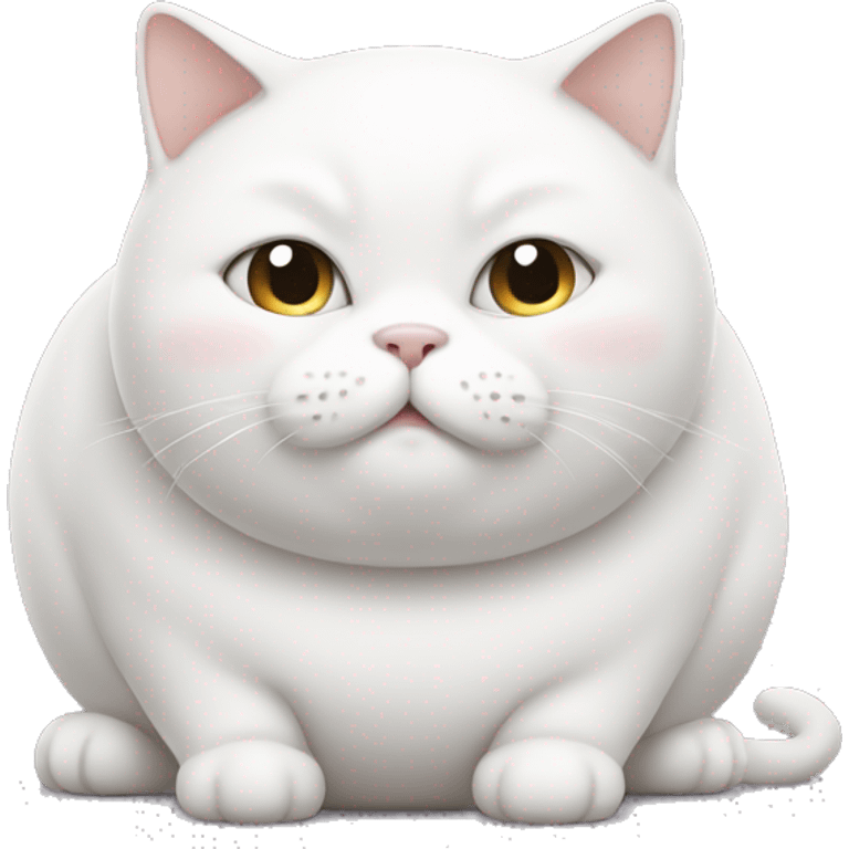 chubby white cat with a belly emoji