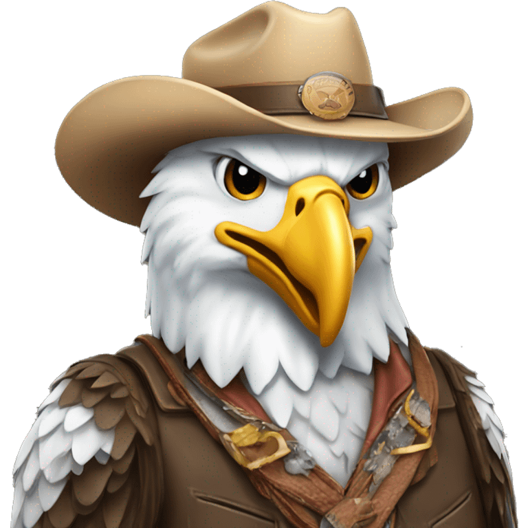 american bald eagle wearing a cowboy hat dressed like a cowboy emoji