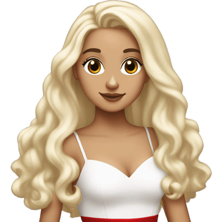 white ariana grande, blonde hair, red dress, ethereal  emoji