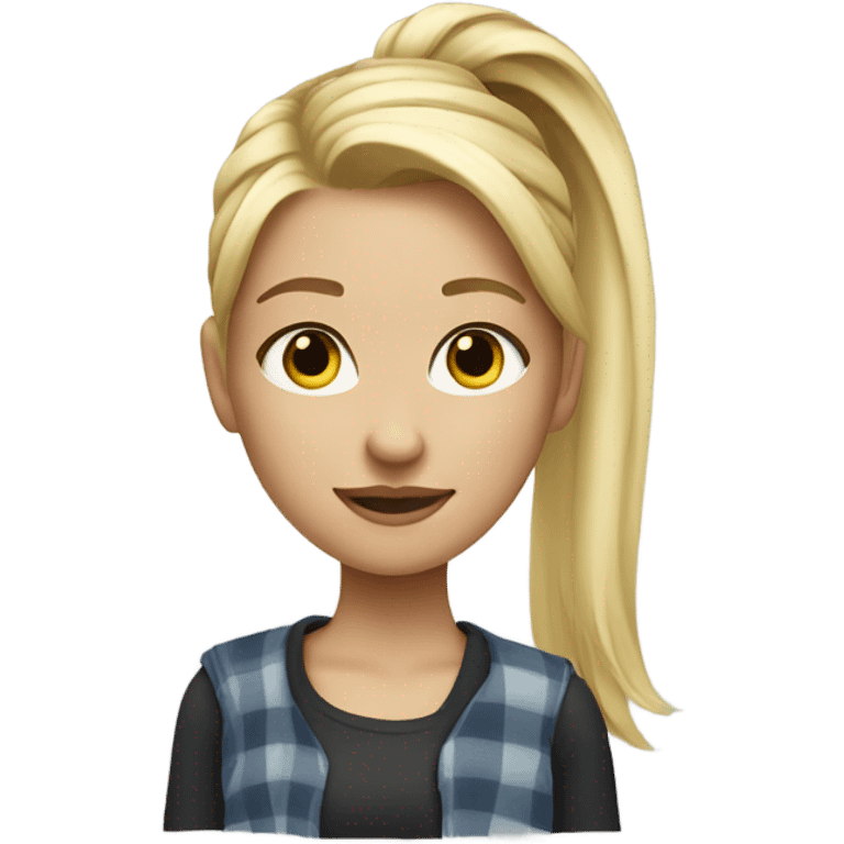 blonde girl with trendy clothes and ponytail  emoji