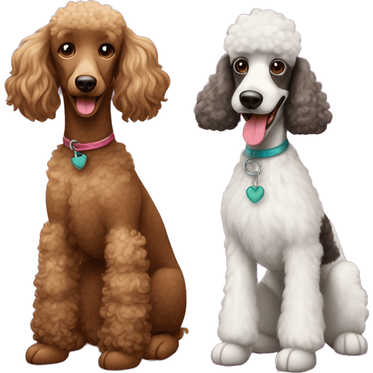 Harlekin poodle and a merle-brown poodle emoji