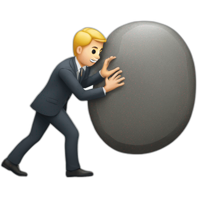 sales man pushing a stone for sales emoji