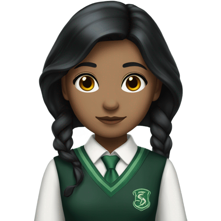 Black hair white skin slytherin girl student brown eyes  emoji