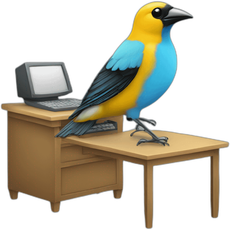 tanager working computer emoji