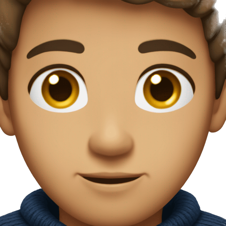 young boy, young hispanic, brown hair, short hair, brown eyes, dark blue winter sweater emoji