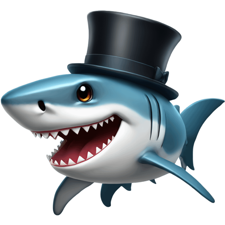 Shark with a top hat emoji