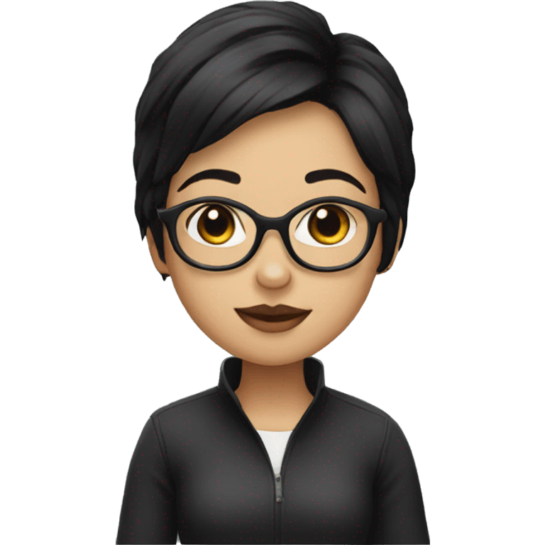 Girl with black hair and spectacles emoji