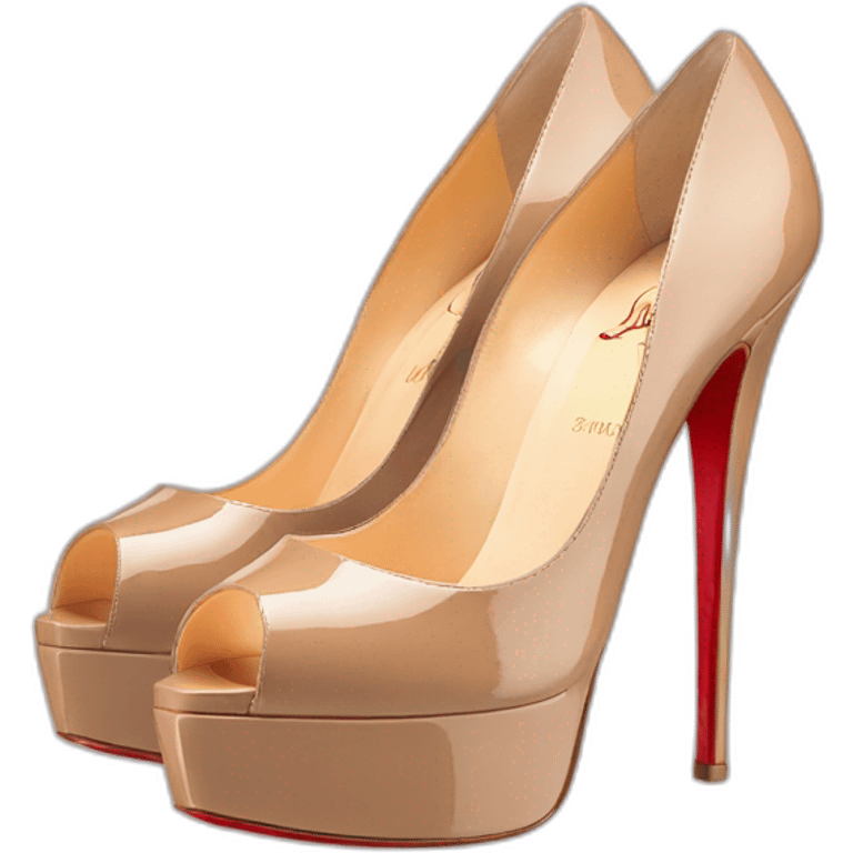 Louboutin nude patent Leather Lady Peep Toe Platform emoji