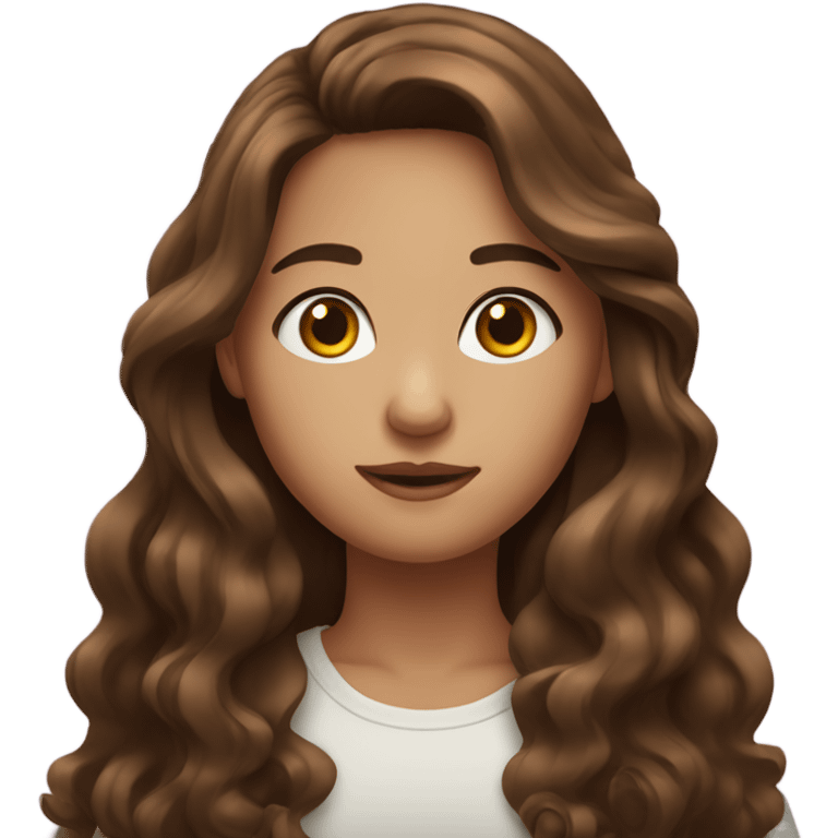 girl with long brown wavy hair and brown eyes emoji