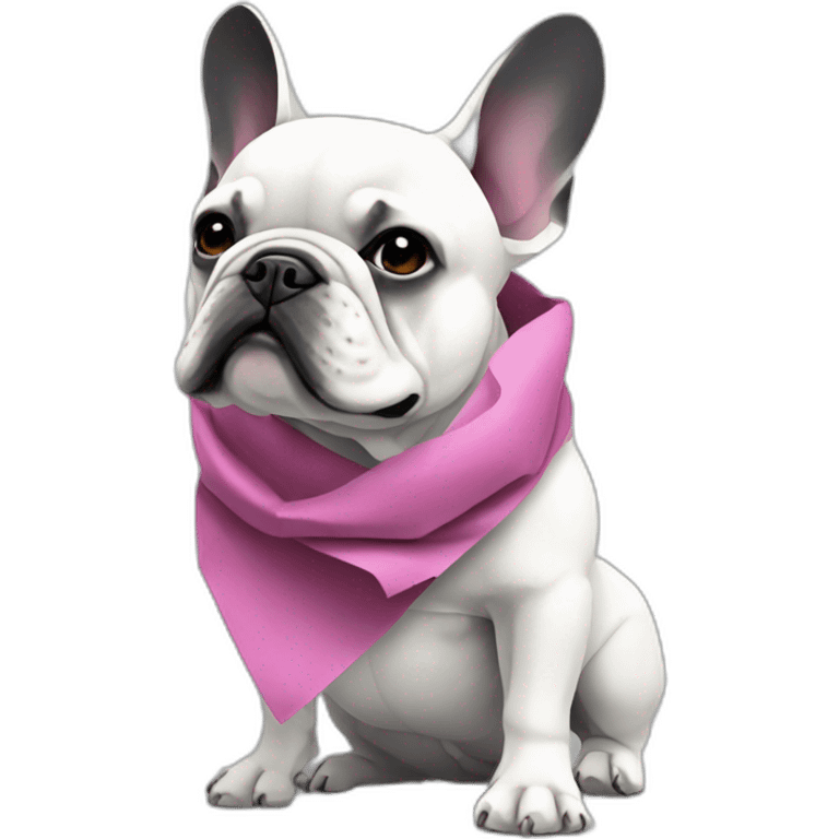 Fashion white FRENCH BULLDOg in-origami-scarf emoji