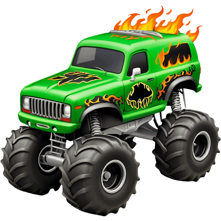 Grave Digger - Monster Jam (Model Year: 2022) (Iconic colour: Green with flames) emoji