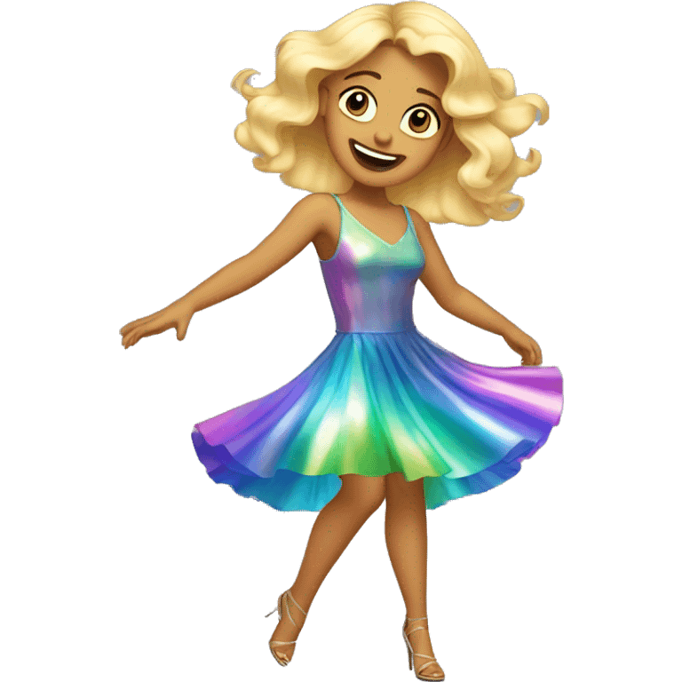 Dancing salsa blonde girl in an iridescent dress emoji