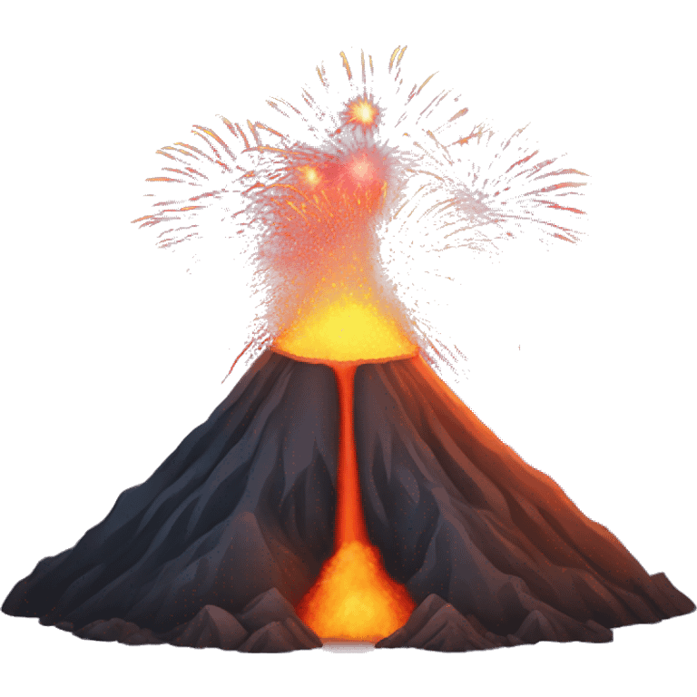 A volcano with fireworks coming out of it emoji