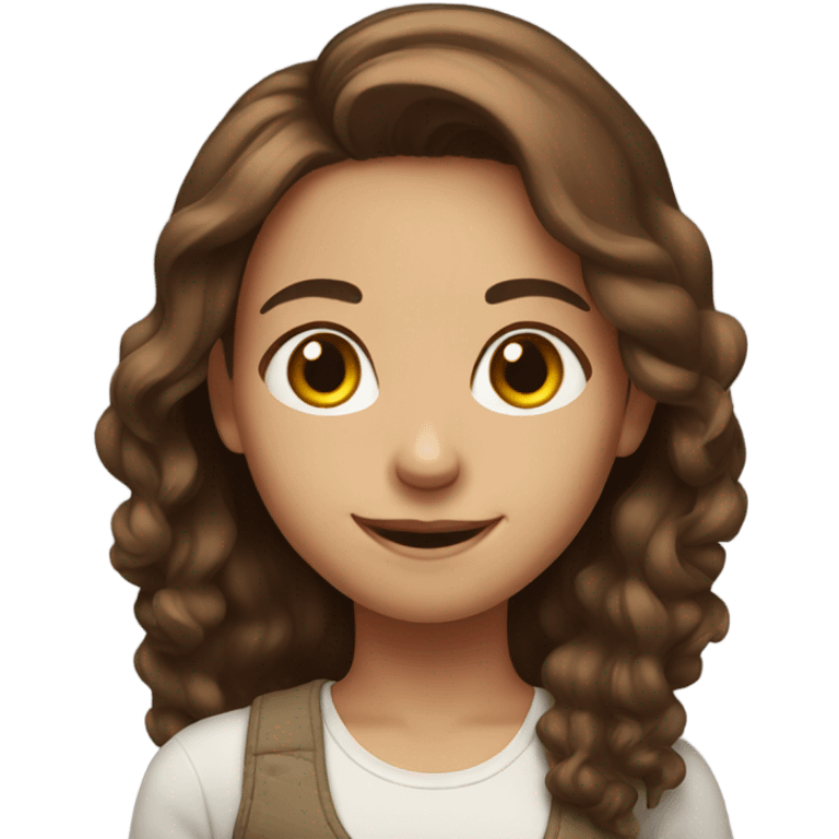 smiling girl with brown hair emoji