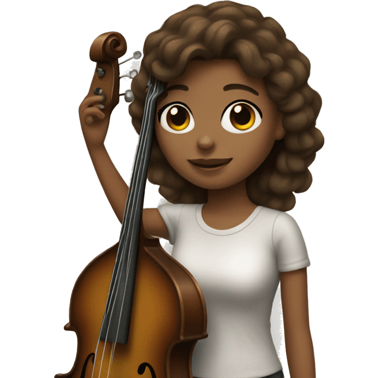 Brown-haired girl playing the bass emoji