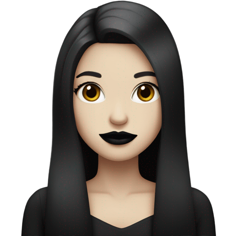 Pale girl with long black hair and black lipstcik emoji