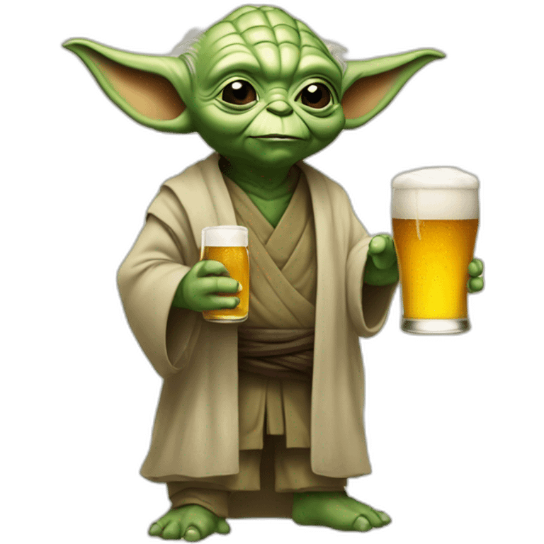 Yoda with a beer emoji