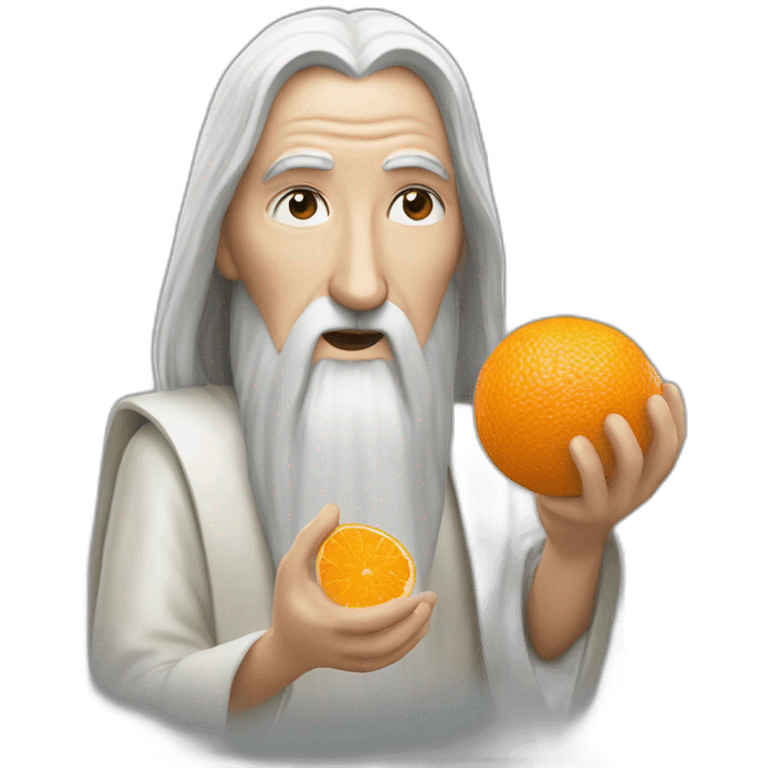 Saruman eating orange emoji