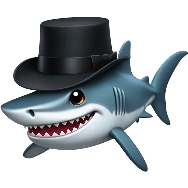 Shark with a top hat emoji