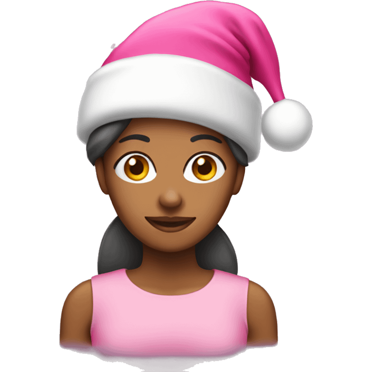 brown skinned woman in pink christmas hat  emoji