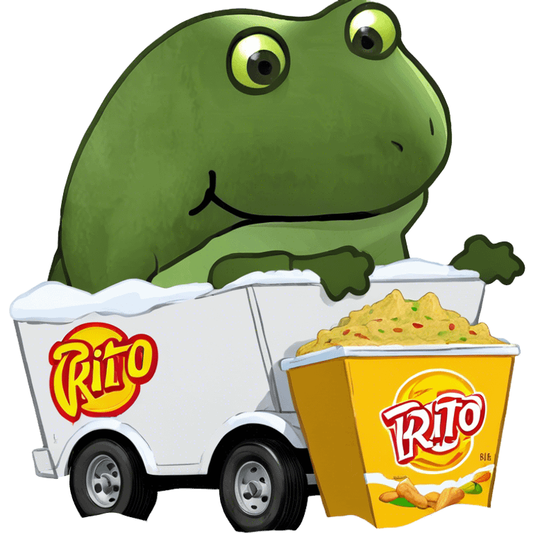 Frito Lay Bean dip truck driving in the snow emoji