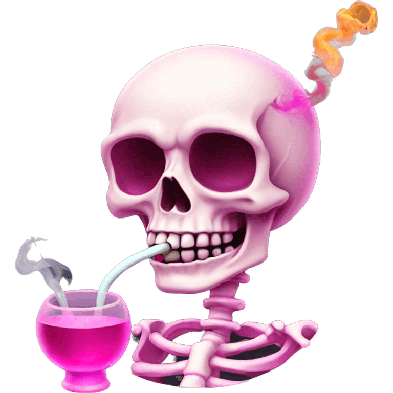 Cute skeleton smoking pink colored hookah  emoji