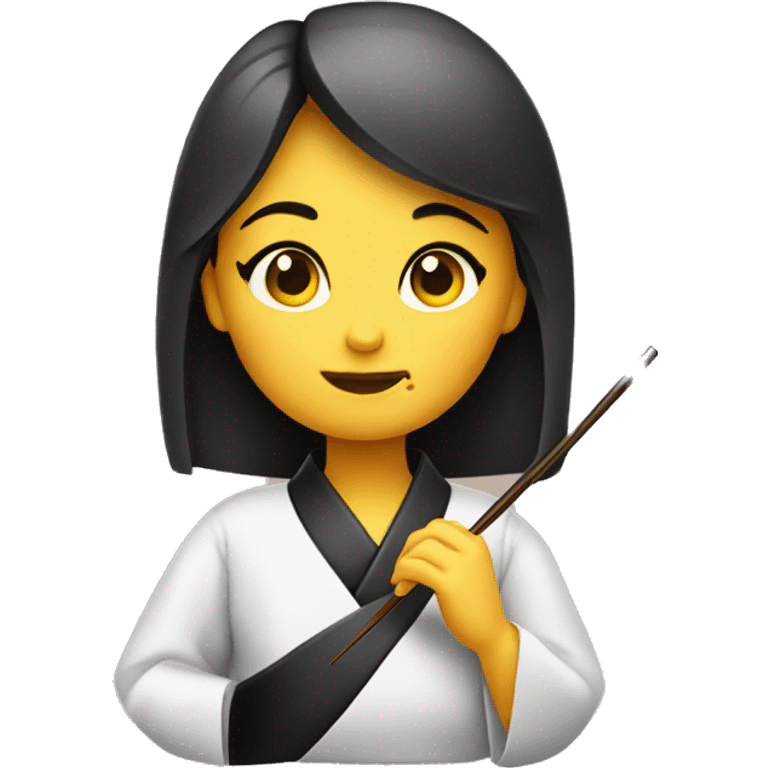 A girl eating sushi with chopsticks emoji