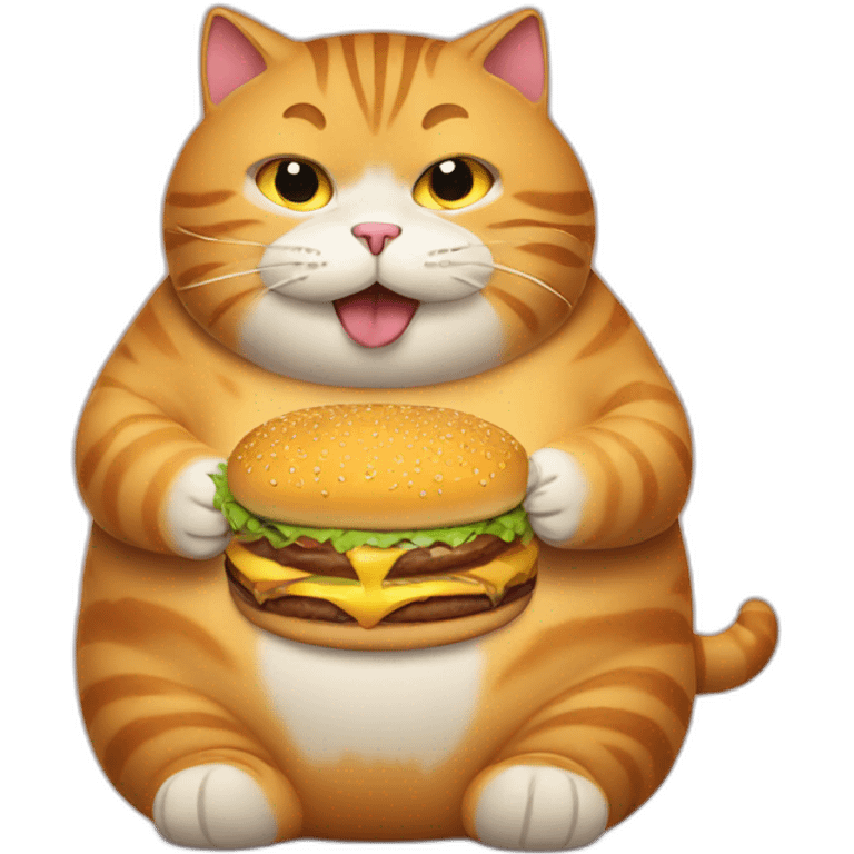 fat cat eating burger emoji