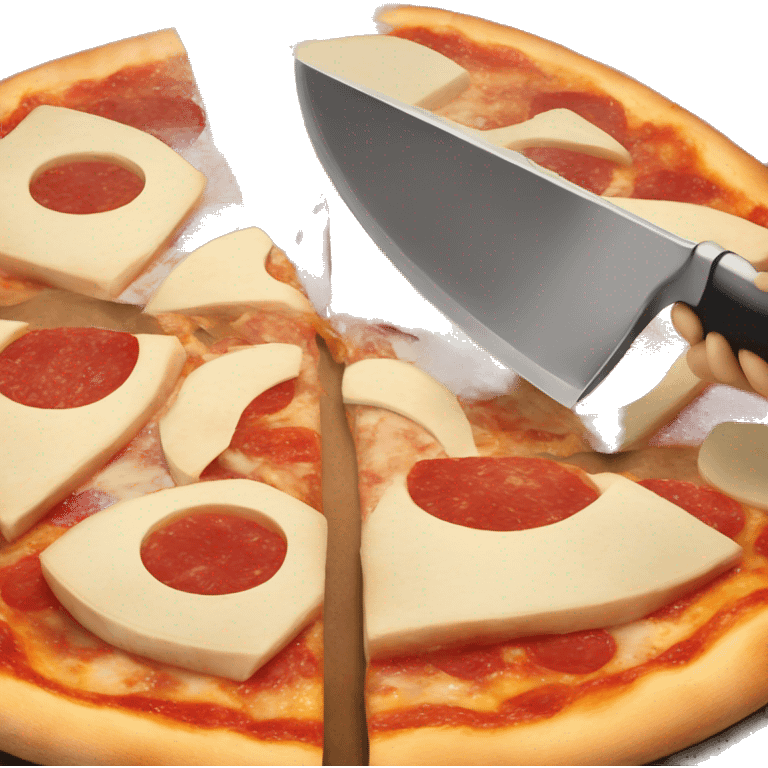 cutting a pizzal in perfect slices emoji