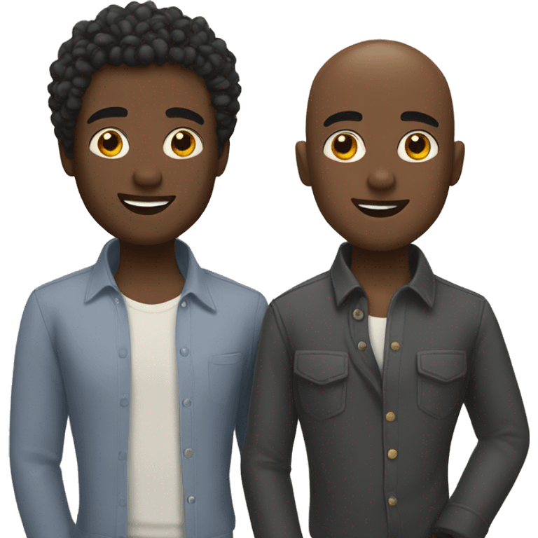  gay men black guys couple One bald One with curly hair.  emoji