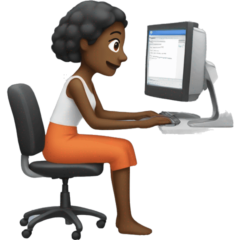 Woman sitting at computer  emoji