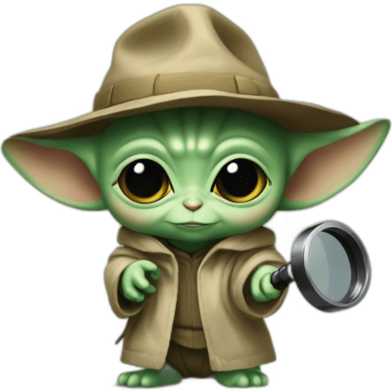 baby yoda as detective with magnifying glass emoji