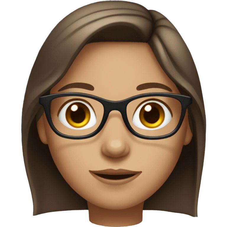 girl with blue eyes, glasses and medium brown hair emoji