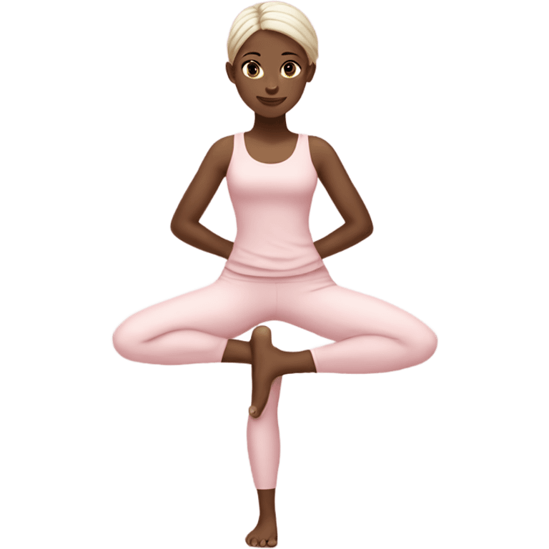 white yoga girl light pink clothes  emoji