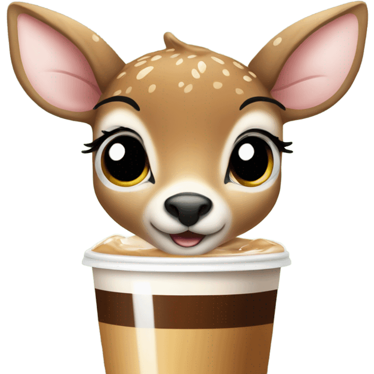 Baby deer drinking iced coffee emoji