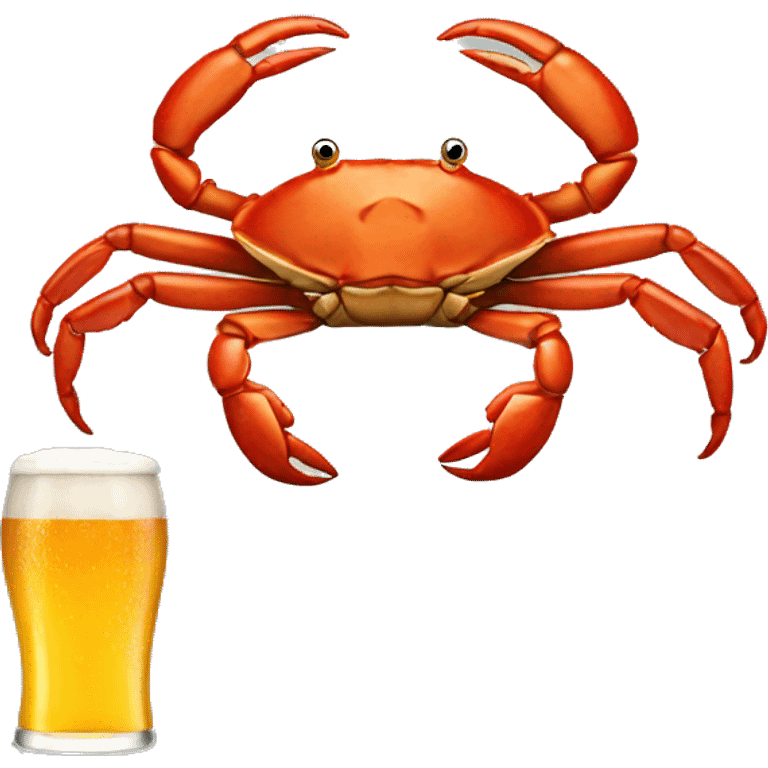 a crab drinking a beer emoji