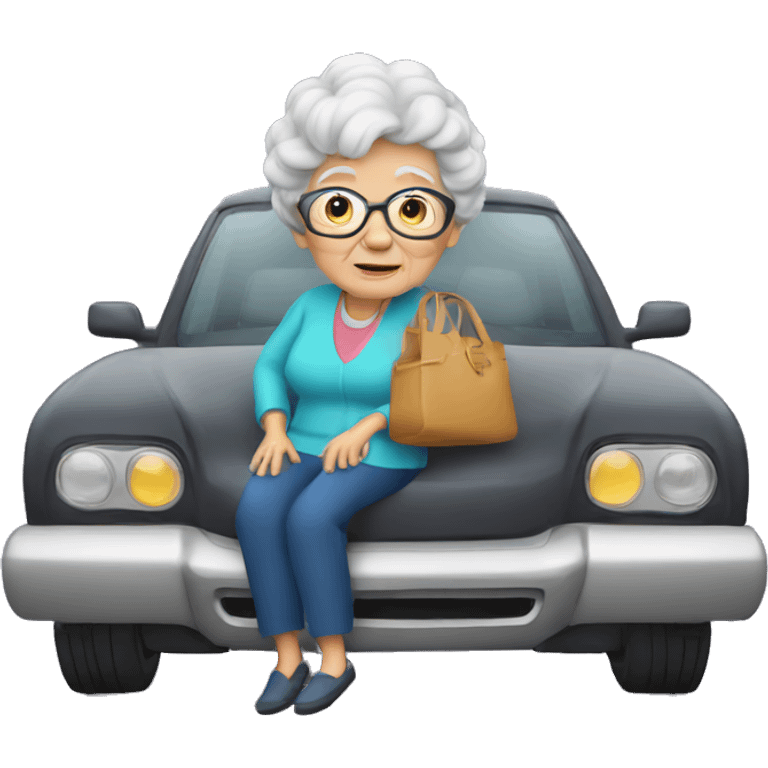 Granny in a big car emoji