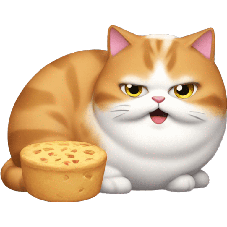 fat cat with food emoji