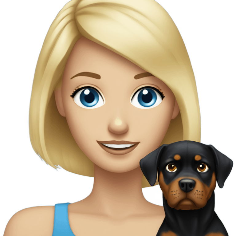 Blue eyed Pretty blonde woman with Rottweiler  emoji