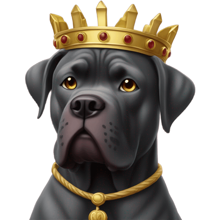 A burgundy-colored Cane Corso as the emperor of Rome with a leafy crown. emoji